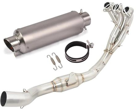 DZSQEGBX Schalldämpfer Motorrad-Vollauspuff Leovince Escape Frontschalldämpfer DB Killer Für MT09 Für FZ09 Für XSR900 Für MT-09 2021-2024 Motorrad Auspuff Schalldämpfer(Silber)