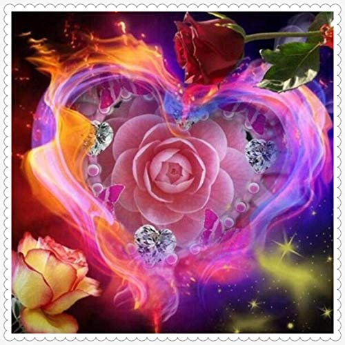 ParNarZar 5D Diamond Painting Runde Stein Liebe und Rosen 35x35 cm für Eingang, Haus, Wand, Wohnstub Und Treppe Dekoration