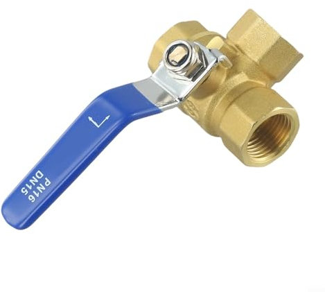 YUANGANG Messing Kugelhahn, 3 Wege Kugelhahn Innengewinde Wasserhahn Verteiler Stop Kugelhähne für Wasser Öl Gas (DN15L Typ)