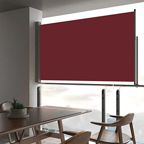 ShGaxin Ausziehbare Seitenmarkise, Sichtschutz Terrasse, Windschutz Terrasse, Terrassen-sichtschutz, Trennwand Balkon, Markise Seitenwand, 140 x 300 cm Rot