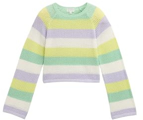TOM TAILOR Mädchen Kinder Cropped Strickpullover mit Streifenmuster