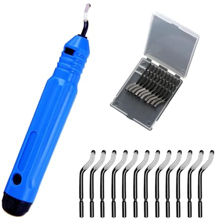 Herramienta de desbarbado universal, herramienta desbarbado repuesto, desbarbador manual, con 12 cuchillas de repuesto, cuchilla giratoria de 360 °, herramienta de corte para impresora 3D, plástico