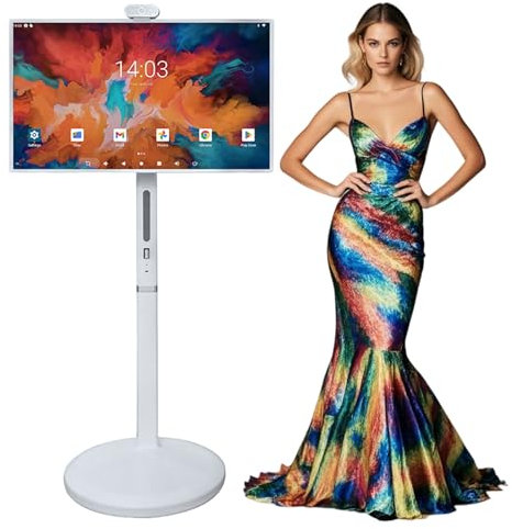 Portable Smart Screen with 12 Megapixel HD Camera,32-Inch 1080p Portable Monitor with Rotatable Touch Screen Full Swivel Rotation,Compatible with Google Play Store and Android