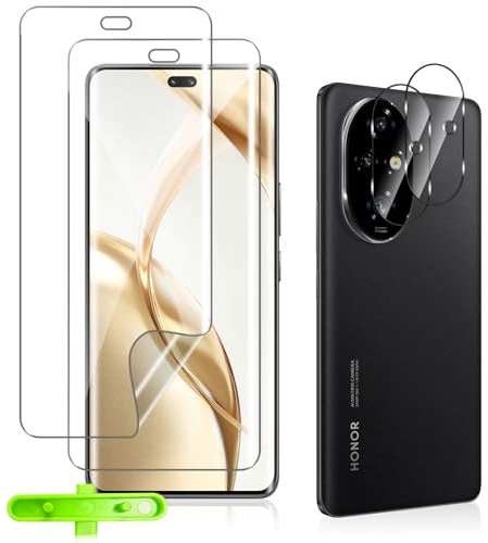 HeeYeal 2+2 Piezas Protector de Pantalla + Protector de Lente de Cámara Compatible con Honor 200 Pro, [HD, No Cristal Templado], Película Protectora de TPU Flexible para Honor 200 Pro