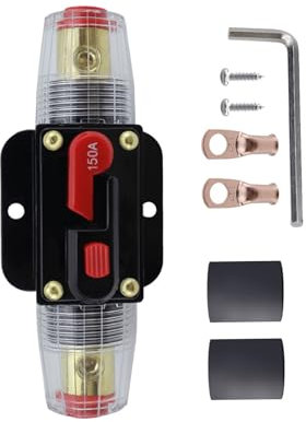 Auto Leistungsschalter, Auto-Audio-Sicherung, 12V-24V-DC-Reset-Sicherungshalter 150A mit manuellem Reset für den Schutz von Kfz-Marineboot-Audiosystemen