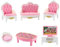 KARLOR Puppenhaus Möbel Set Wohnzimmer, 7 Stück Miniatur Möbel Set, Sofa Sessel Tisch Fernsehen Kissen Couchtisch, Puppenhaus Zubehör Deko 1:12 Puppenhaus Dollhouse Deko Puppenmöbel Rosa（Wohnzimmer）