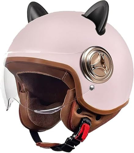 MSDXDKF Casco Moto Demi-Jet, Casco Moto niño, Casco de Moto niños y niñas Medio Casco Lindo Casco de Verano Homologado ECE 22.06 54-61cm,C