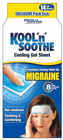KOOL 'N' SOOTHE MIGRAINE Cooling Gel Sheets/Heavy User 14 Pack/Immediate Cooling Relief for Migraine & Severe Headache
