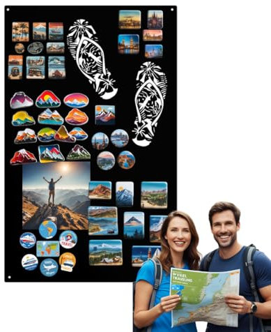 Anwicar Magnettafel - Magnetische Pinnwand mit Badeatschen - Spuren - ideal für Magnete und Notizen - Whiteboard - beschreibbare Tafel - inkl. Montageset - Schwarz - 30x50 cm