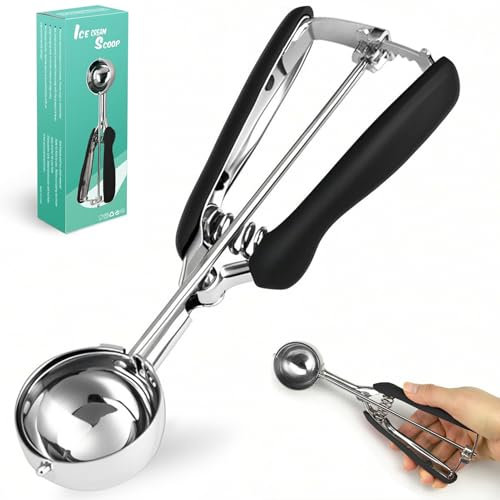 KXF Ice Cream Scoops with Easy Trigger Release 3 Tbsp 5cm Medium Sized Stainless Steel Cookie Scoop Spoon for Meatballs, Melon Balls, Mashed Potatoes, Cookie, Cupcake, Muffins, Sorbet