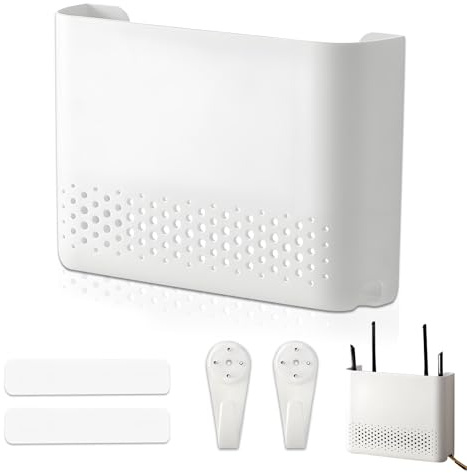 Router Schrank, 25.6 x 17 x 5 cm Router Box Routers Verstecken WLAN Box WiFi Routers Aufbewahrungsbox Kabel Verstecken Wand TV-Kabelversteck Wandhalterung WiFi-Rack Wanddekoration Storage Boxes (Weiß)