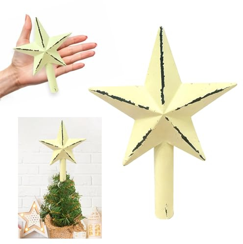 SPERMUOY Mini Weihnachtsbaumspitze Stern,15cm Christbaumspitze Klein weihnachtsbaumspitze Rost Weihnachtsbaumspitze Klein,Christbaumspitze Ster-n für Weihnachtsbaum Deko