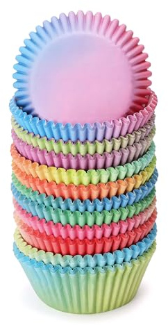 Papel para Magdalenas con Degradado de Rainbow Moldes para Muffins Estándar Cupcake Wrapper para Hornear Postres Fiestas Cumpleaños Bodas 300 Piezas