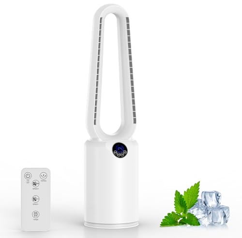 DoXtreme Ventilador de Torre Sin Aspas 88cm, Ventilador sin Aspas con Mando, 24 Velocidades,Oscilación 90°, Temporizador, Silencioso Ventilador Torre Portatil para Dormitorio Oficina