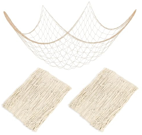 2 Stück Fischernetz Deko 100cm x 200cm Mesh Fischernetz Wand Dekoration Fisch Fishing Fischnetz Maritime Strand Themen Fischer Netz Wandbehang zum Aufhängen für Party Home Hochzeits Fotografieren