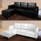 Bagno Italia Modernes Ecksofa Kunstleder mit Sitzkissen Wohnzimmer weiß schwarz 3 Sitze