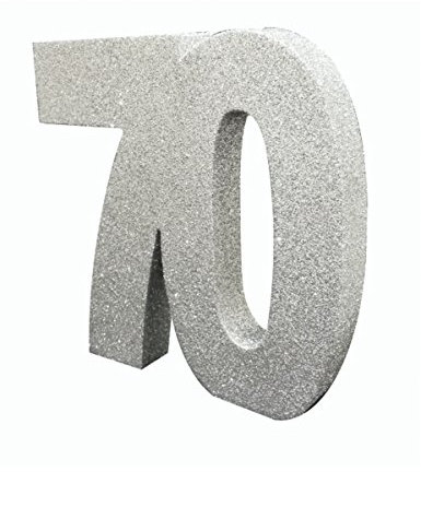 Number 70 Glitter Table Decoration Silver| Table Centrepiece | Table Decorations Centrepiece | 70th Birthday Decorations | Pack of 1 | 20cm |H119