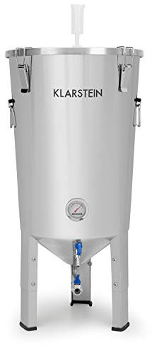 Klarstein Gärkeller Pro - Cuve de fermentation, Bière artisanale, 30L de capacité, Comprenant un barboteur, Inox 304, Thermomètre jusqu'à 40 °C, Robinet de vidange, Argent