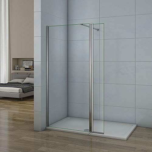 AICA paroi de douche pivotante 80x200cm+30x200cm en 8mm verre anticalcaire paroi latérale à l'italienne