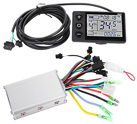 Elprico Controller Motore brushless Controller Motore Impermeabile 24V-48V, Pannello Display LCD Kit Controller Senza Scopa Scooter Bici elettrica(36V/48V 350W)