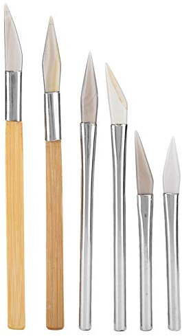 Achat-Burnisher, 6-teiliges Messer-Achat-Burnisher-Set Bastelpolierwerkzeuge Schnitzen von Edelmetall mit Bambus-Eisengriff