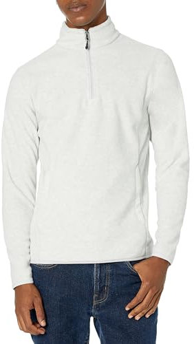 Amazon Essentials Giacca Invernale in Pile con Zip Corta Uomo, Grigio Chiaro Puntinato, M