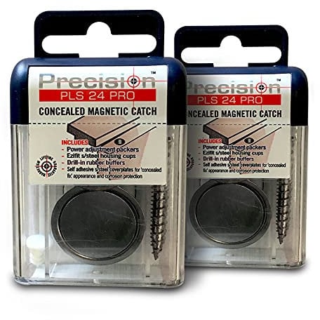 Precision Lock PLS 24 PRO Concealed Magnetic Catch for Light to Heavy Duty Doors with Thickness Greater Than 30 mm (1.18), Pack of 2