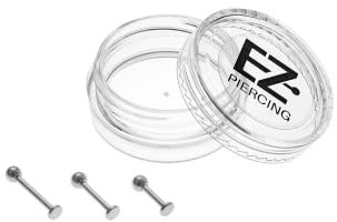 Titan Labret Piercing 3er SET für Helix Piercings und gegen Wildfleisch an Ohr Piercings und Lippenpiercings inkl. Piercing Schmuck BOX (Titan Labret 3er SET)