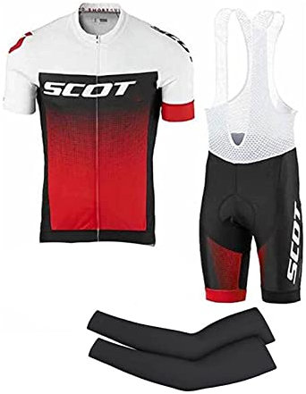 KAISUN Herren Radtrikot Set Kurzarm, Fahrrad Trikot Radsport-Shirt + Trägerhose mit Sitzpolster, Atmungsaktives Fahrrad Anzüge mit Ärmeln (Color : TYP-10, Size : XXL)