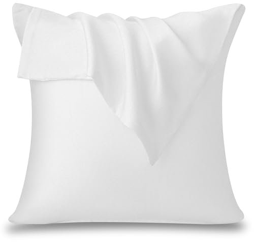 ATsense 2er Set Kissenbezug 50x50 cm - 100% Gewaschene Baumwolle, Weiß Kopfkissenbezug mit Reißverschluss, Oeko-TEX Zertifiziert Weich, Nicht Lleicht Verformbar