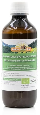 BIO Propolis Sirup, 200 ml, aus Honig, Propolis, Latschenkiefer und Eukalyptus