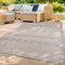 TT Home In-& Outdoor Teppich Wetterfest Balkon Küche Wohnzimmer Boho Rauten Design, Farbe: Grau, Größe:160 cm Rund