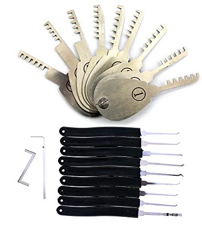 Lot de 9 outils de crochetage de serrurier avec 9 outils de crochetage de serrurier pour serrure de maison