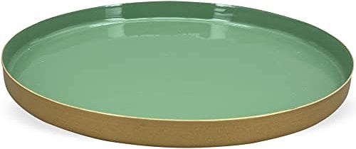 matches21 - Bandeja decorativa redonda con borde dorado (1 unidad, 15 x 1 cm), color verde