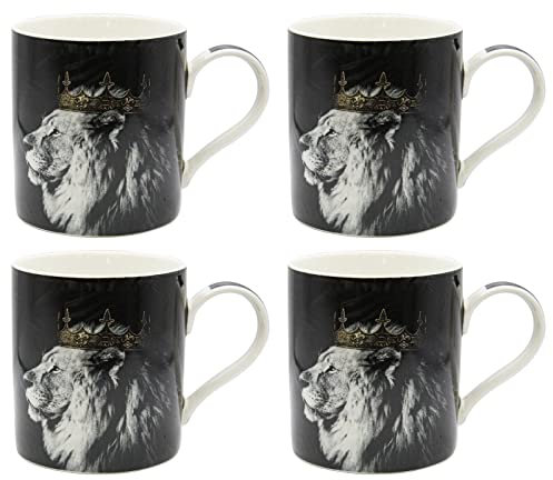Juego de 4 tazas de café de porcelana fina de rey león en cajas de regalo