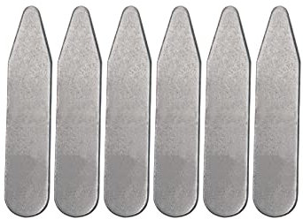 Amagogo 6-teilige Kragenstäbchen, knitterfrei, einzigartige, glatte Kanten, mehrere Größenoptionen, Metall, für Uniform, Herren, Hemd, Verlobung, Jahrestag, 50 mm x 10 mm x 0,8 mm