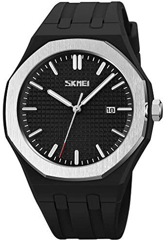 SKMEI Orologio da uomo in silicone, facile da leggere, impermeabile, sportivo, casual, alla moda, analogico, al quarzo, luminoso, regalo per padri, nero, G9299 nero, Moda