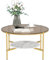 Artloge Table Basse Salon Ronde en Verre: Table Basse Dorée Design 2 Plateaux Table Meuble de Salon Modern avec Un Plateau en Pierre Frittée 4 Pieds - 80x80x47.5cm