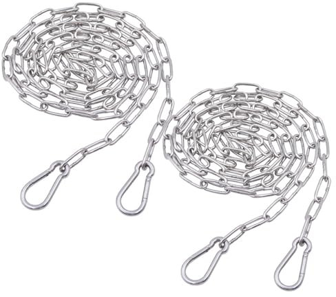 SMYJDMM Edelstahlkette, 2 Stück Hängesessel Kette, 1.5m Rundstahlkette Kette mit Karabiner Verlängerungskette für Hängesessel für Hundekette Schaukeln Ketten Ankerkette Hängesessel