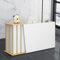 HGTRH Empfangstheke Salon Kosmetikstudio 120cm Weiss Gold, Empfangstresen Kosmetik, Rezeptionstheke Holz Mehrschichtige Massivholzplatte Verkaufstheke Ladentheke Tresen