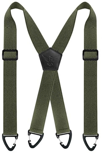 Fevaeno Hosenträger Herren Breit 4cm Anti-Rutsch-Schnalle Einstellbar und Elastische Einheitsgröße Hosenträger für Herren und Damen XArmee Grün