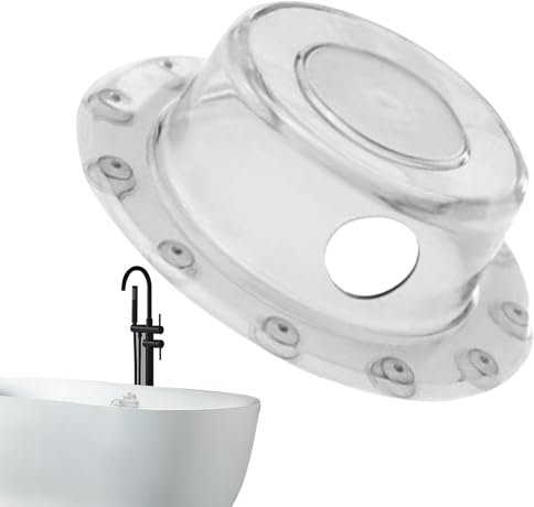 TABSIRAH Bathtub Drain Cover - Bathtub Stopper - Bathtub Overflow Cover - Bathtub Overflow Blocker - Transparent, Bathtub Overflow Cover With Suction Cups, Tub Overflow Drain Stopper For Deeper Bath
