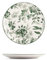 H&H, Set 6 Piatti Frutta Margaret in Porcellana Decorata Verde – Diametro 19 cm, Adatti per Lavastoviglie e Microonde