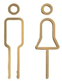 WC-Schild, Messing, Waschraumtür, Wandaufkleber, WC-Halter, Beschilderungstafel (Golden)