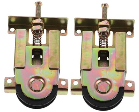 Cabilock 2Pcs Wardrobe Door Roller Wheels Heavy Duty Concave Edge Bearings for Sliding Mirror Doors Height Mechanism Compatibility with Wood and Metal