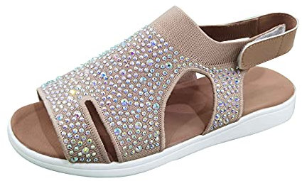 women flip flops Orthopedic Sandals Women Open Toe Walking Slides Lightweight Arch Support Wedge Comfortable Casual Flat/chunky Footwear Fashion Slingback Non Slip Cushion Sandals Khaki 6