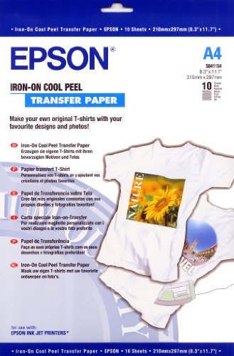 Epson Iron-on-transfer Paper, DIN-A4, 124g/m², 10 Blatt, C13S041154, Weiß