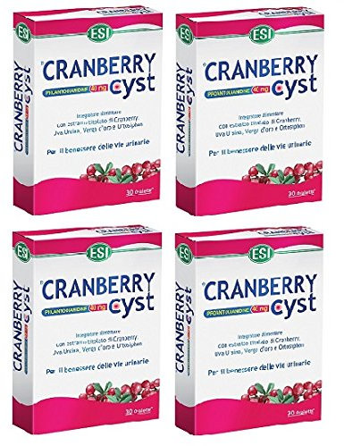 ESI - CRANBERRY CYST 4 CONFEZIONI DA 30 OVALETTE funzionalità vie urinarie, drenaggio dei liquidi e difese dell'organismo