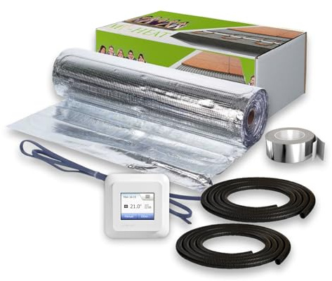 Esterilla calefactora de aluminio, 15 m², calefacción por suelo radiante + pantalla táctil OCD5, juego completo