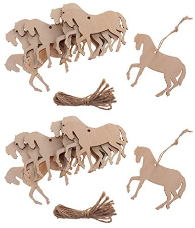 chiwanji 20 Stück Holz Pferd Form Ausschnitt Ornament Verzierung Tag mit Schnur